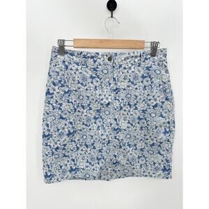 Sahalie Blue Floral Athletic Skort Skirt Built in Short A-Line Nylon Women 6